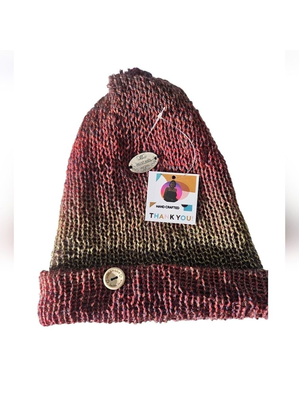 Hand Crafted Crochet Hat Handmade winter tuque Ombré hand knit beanie multicolor - Picture 5 of 17